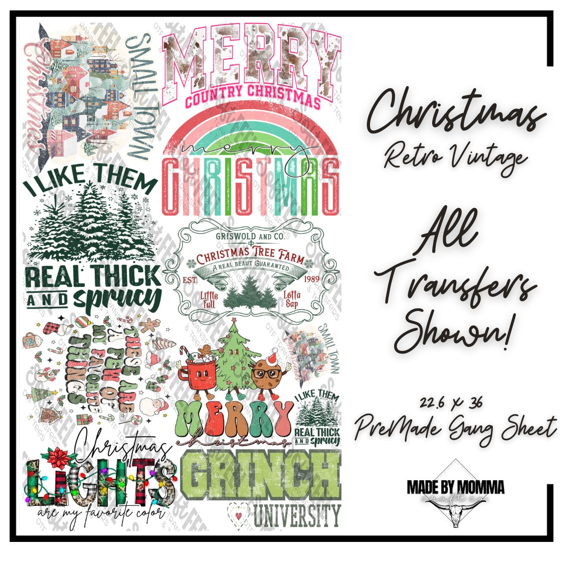 Vintage | Retro Christmas Gang Sheet - Themed Pre-Made DTF Transfers