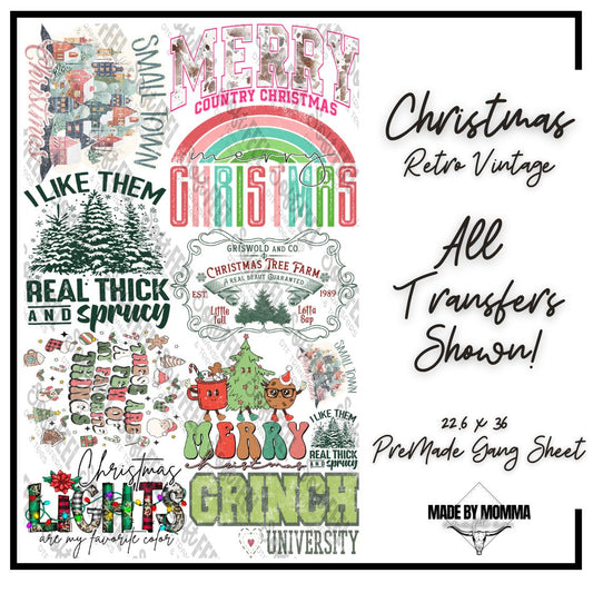 Vintage | Retro Christmas Gang Sheet - Themed Pre-Made DTF Transfers