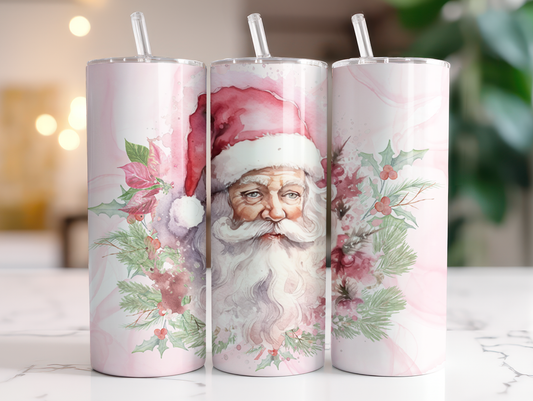 Christmas Pink Santa - Sublimation or Waterslide Wrap - 20oz and 30oz