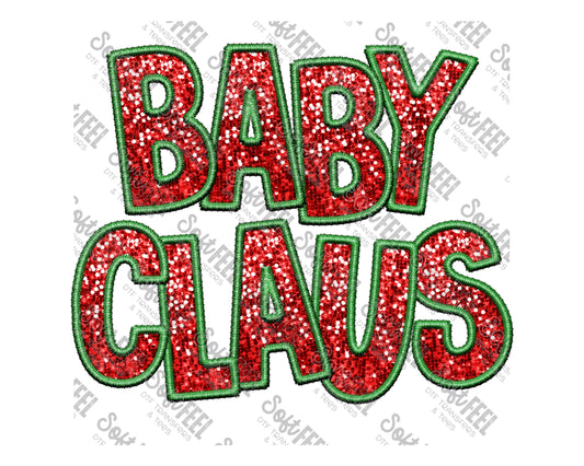Christmas Sequin Baby Claus - Christmas / Faux Embroidery  - Direct To Film Transfer / DTF - Heat Press Clothing Transfer