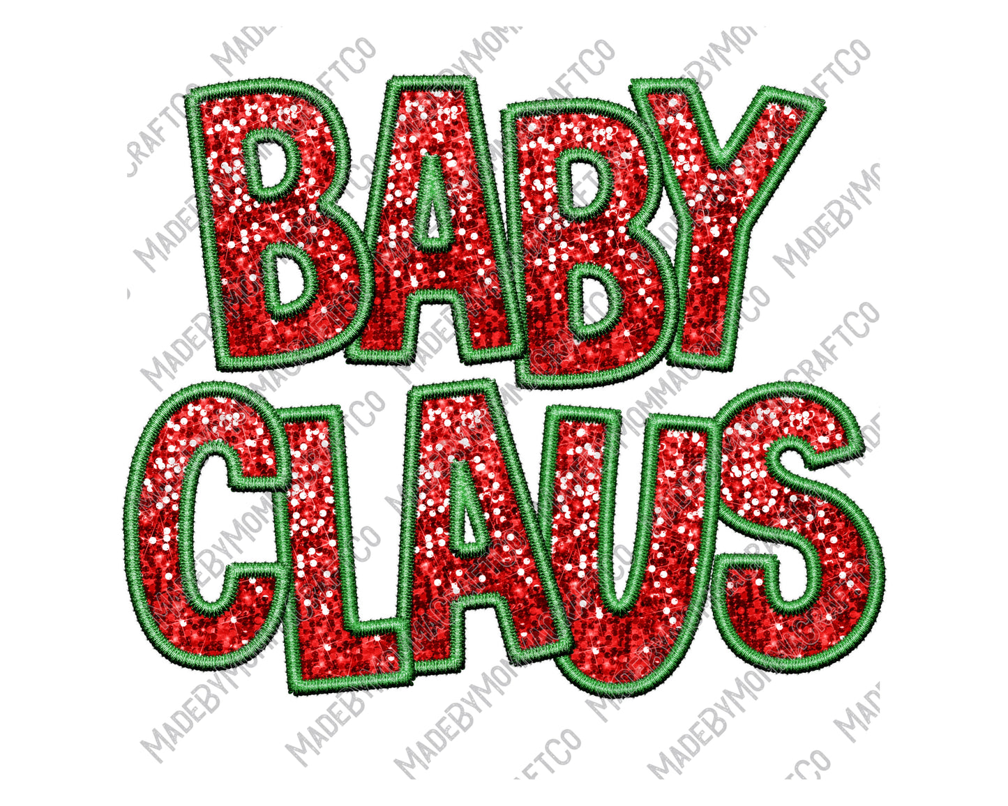 Christmas Sequin Baby Claus - Faux Embroidery / Christmas - Cheat Clear Waterslide™ or White Cast Sticker