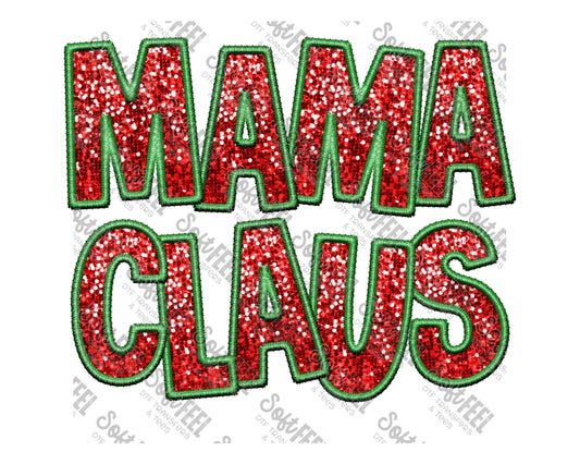 Christmas Sequin Mama Claus - Christmas / Faux Embroidery  - Direct To Film Transfer / DTF - Heat Press Clothing Transfer