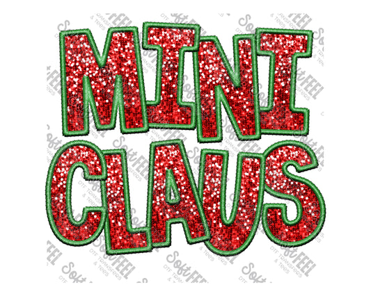 Christmas Sequin Mini Claus - Christmas / Faux Embroidery  - Direct To Film Transfer / DTF - Heat Press Clothing Transfer