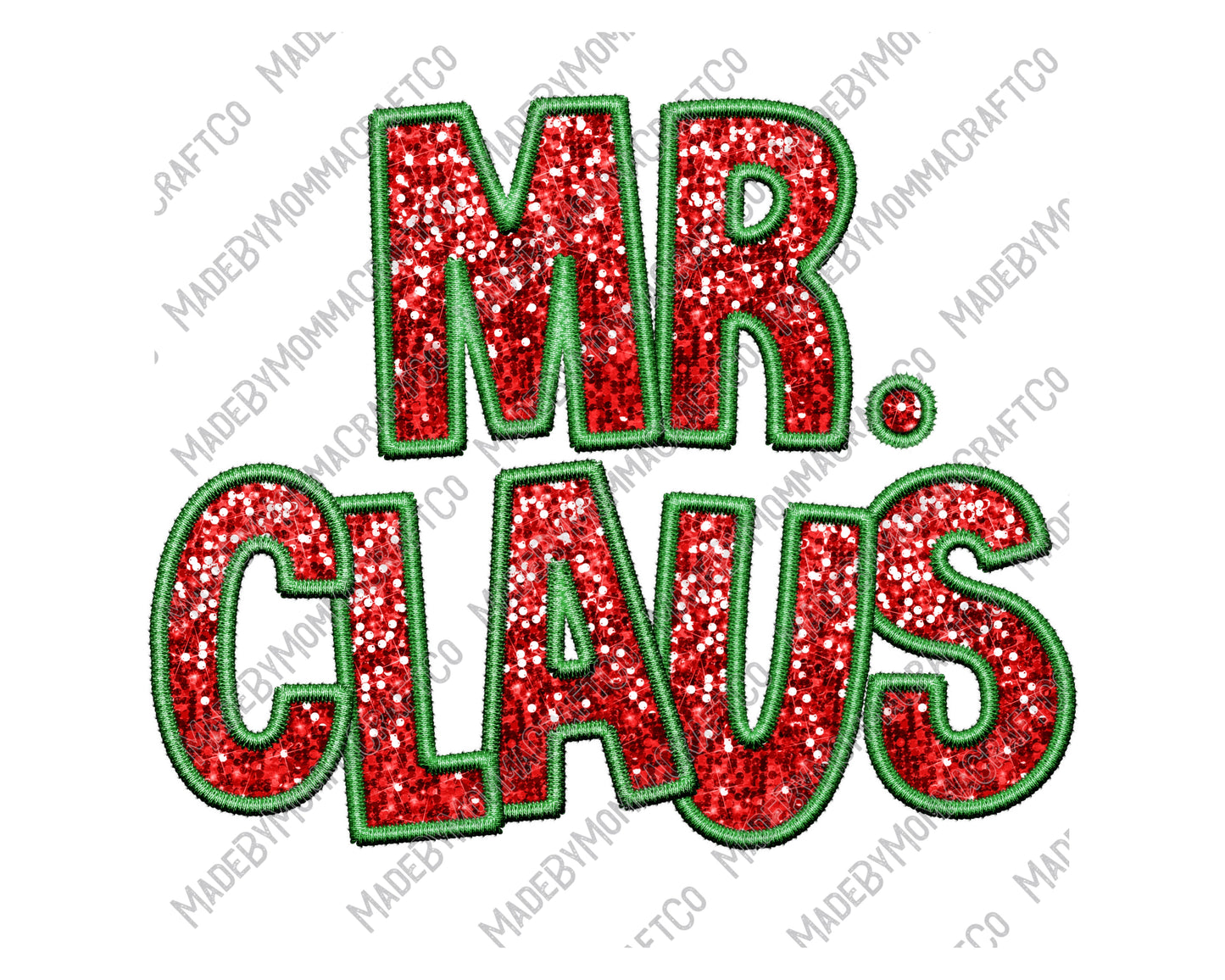 Christmas Sequin Mr. Claus - Faux Embroidery / Christmas - Cheat Clear Waterslide™ or White Cast Sticker