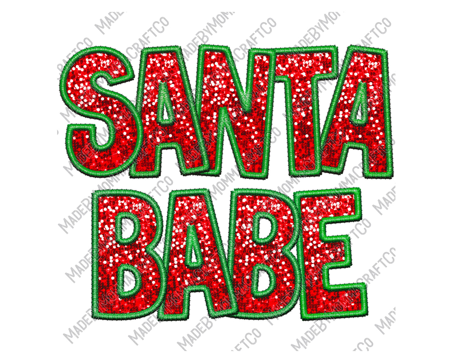 Christmas Sequin Santa Babe - Faux Embroidery / Christmas - Cheat Clear Waterslide™ or White Cast Sticker