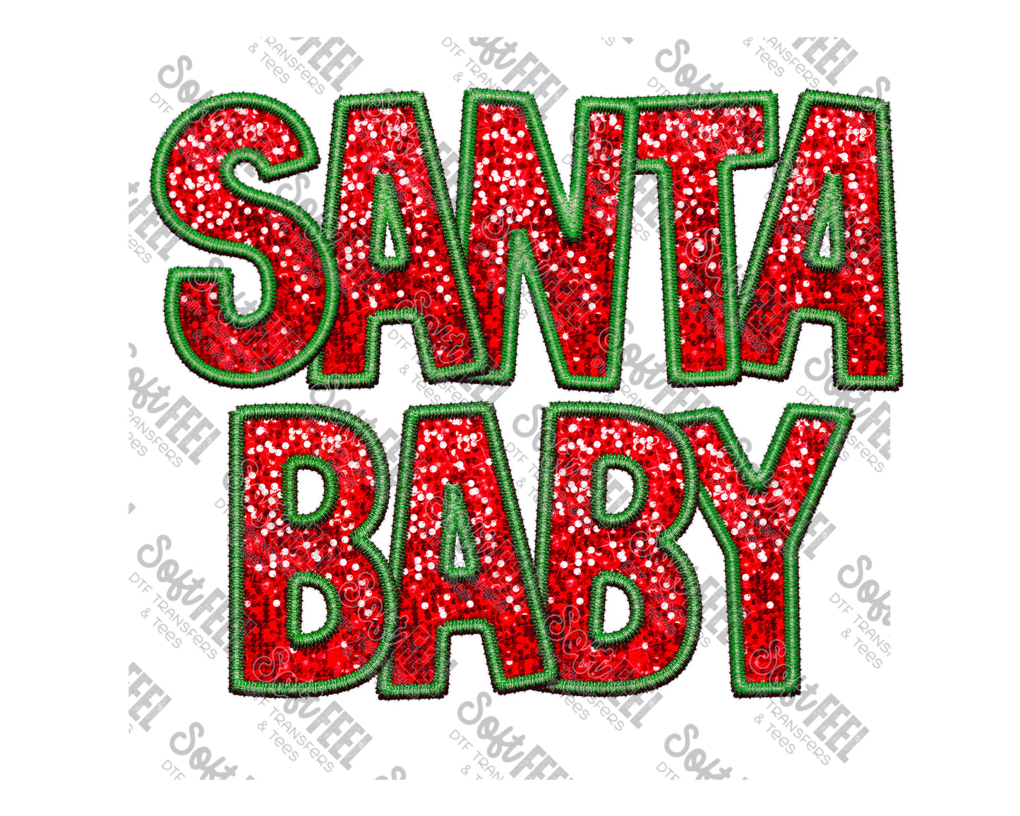 Christmas Sequin Santa Baby - Christmas / Faux Embroidery  - Direct To Film Transfer / DTF - Heat Press Clothing Transfer