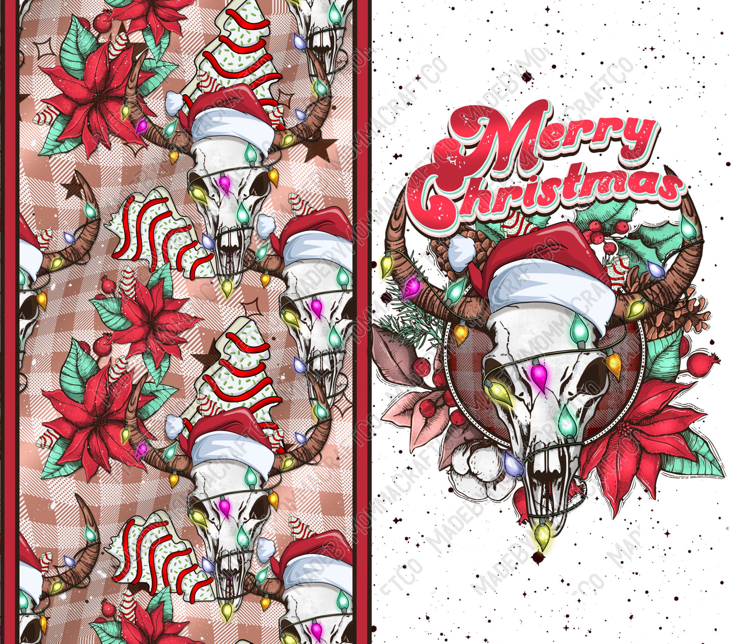 Christmas Boho - Sublimation or Waterslide Wrap - 20oz and 30oz