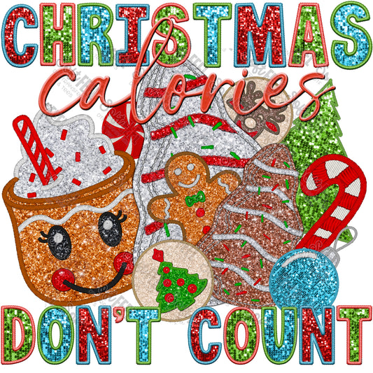 Christmas Calories - Christmas / Faux Embroidery - Direct To Film Transfer / DTF - Heat Press Clothing Transfer