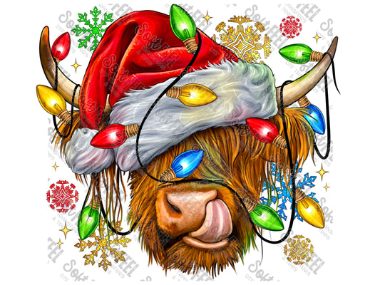 Christmas Heifer Cow - Christmas - Direct To Film Transfer / DTF - Heat Press Clothing Transfer