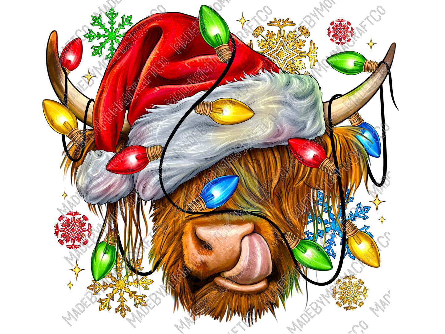 Christmas Heifer Cow - Christmas - Cheat Clear Waterslide™ or White Cast Sticker