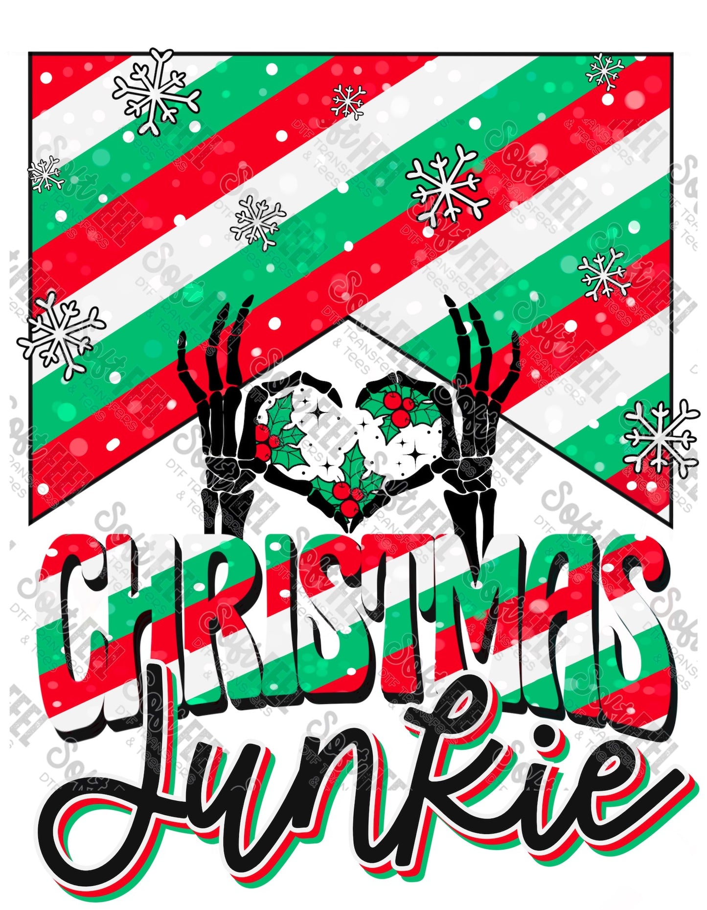 Christmas Junkie - Christmas / Retro - Direct To Film Transfer / DTF - Heat Press Clothing Transfer