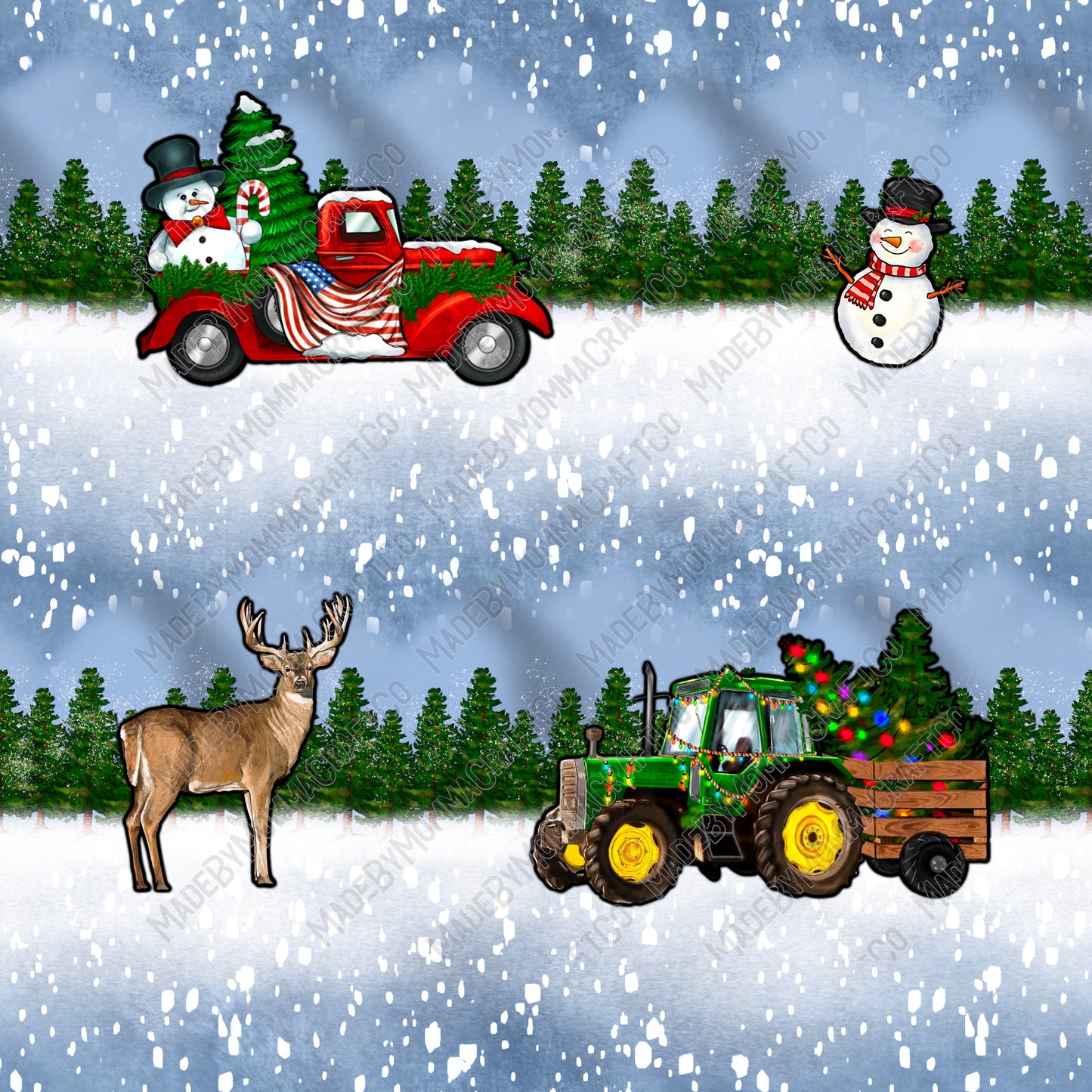 Christmas Snow Truck - Vinyl Or Waterslide Seamless Wrap