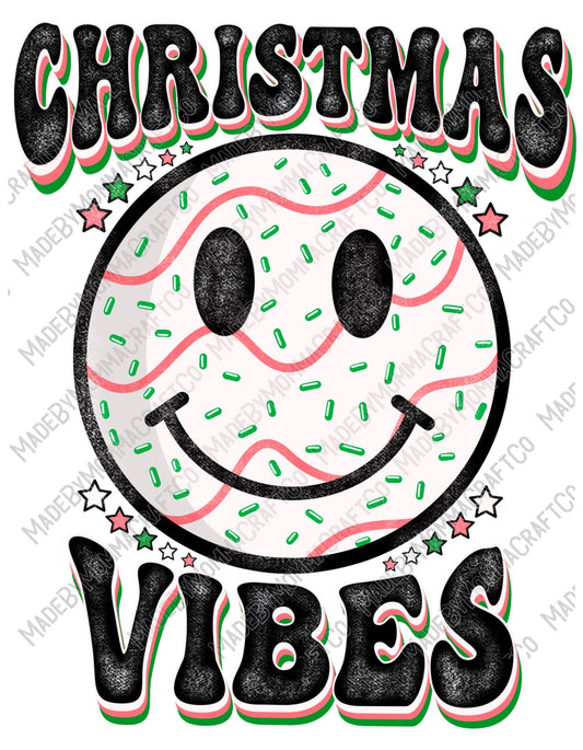 Christmas Vibes Smiley - Retro Christmas - Cheat Clear Waterslide™ or White Cast Sticker