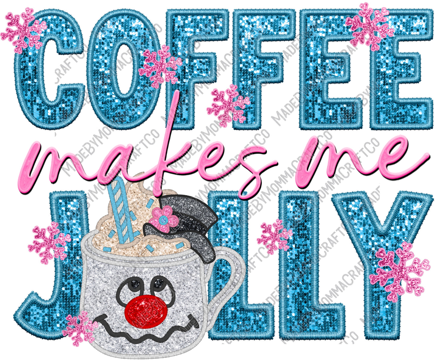 Coffee Makes Me Jolly - Christmas - Cheat Clear Waterslide™ or White Cast Sticker