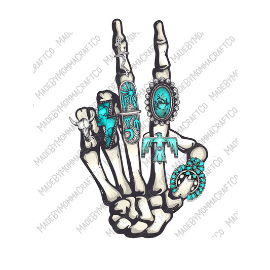 Turquoise Ring Skeleton Hand - Cheat Clear Waterslide™ or White Cast Sticker