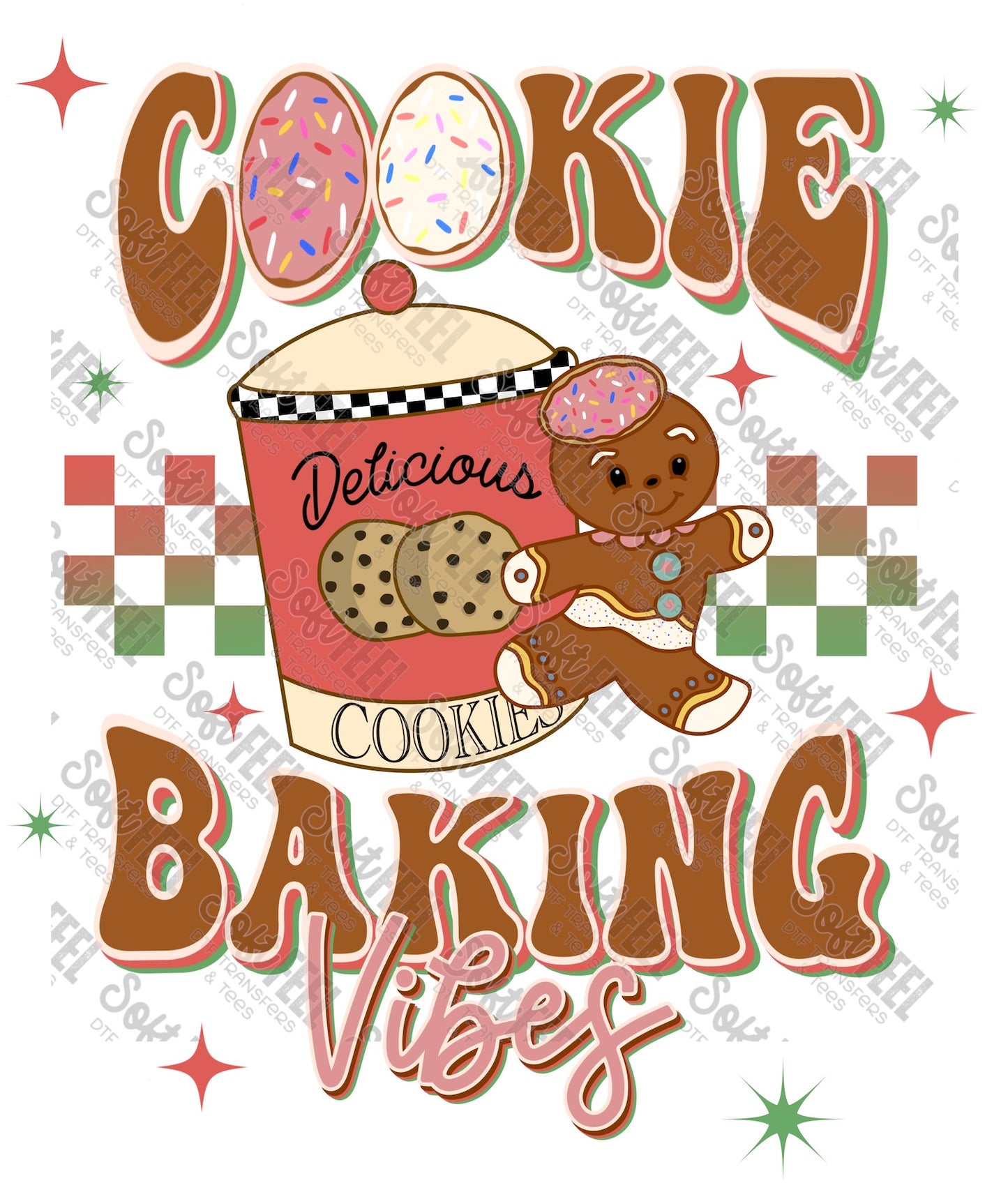 Cookie Baking - Christmas / Retro / Women's - Direct To Film Transfer / DTF - Heat Press Clothing Transfer