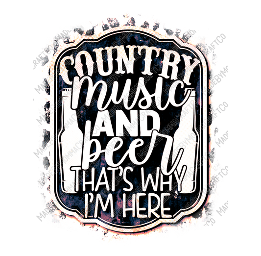 Country Music and Beer - Country Western - Cheat Clear Waterslide™ or White Cast Sticker