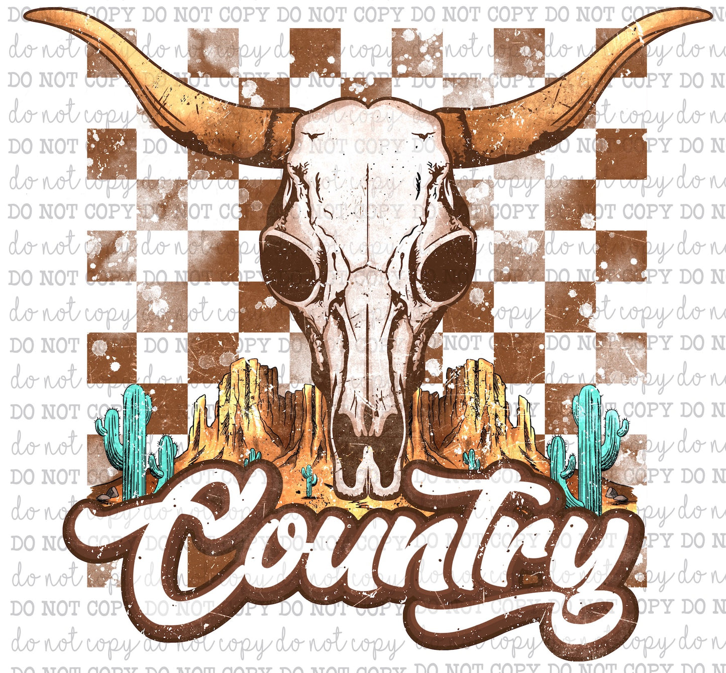 Country Skull - Country Western - Cheat Clear Waterslide™ or White Cast Sticker