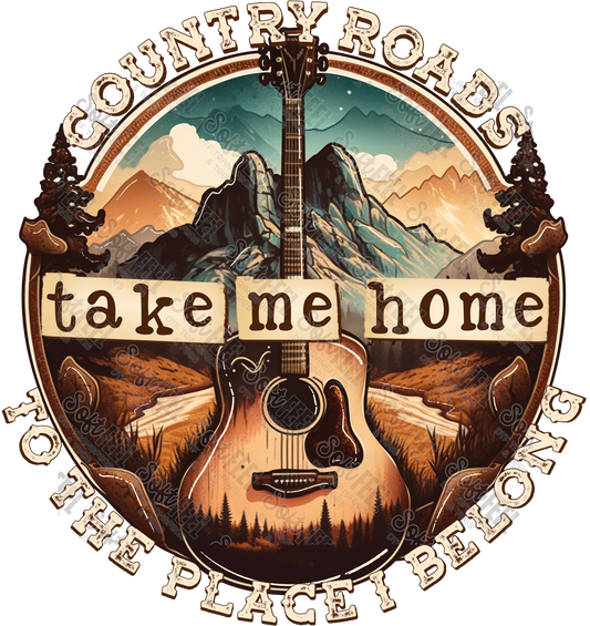 Country Roads - Music / Western - Direct To Film Transfer / DTF - Heat Press Clothing Transfer