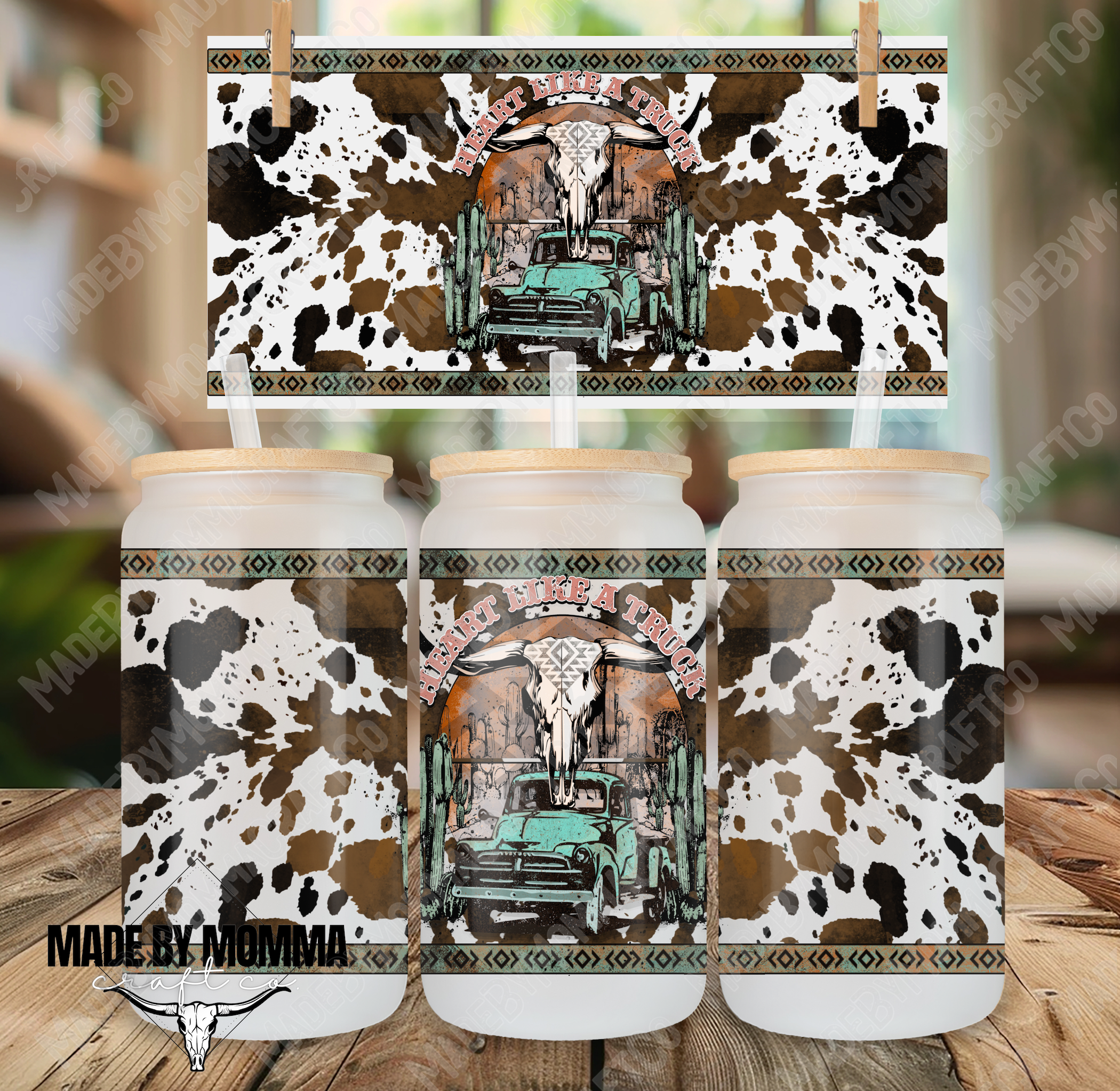 Country Western Truck And Cowhide 16oz UV DTF or Sublimation Wrap