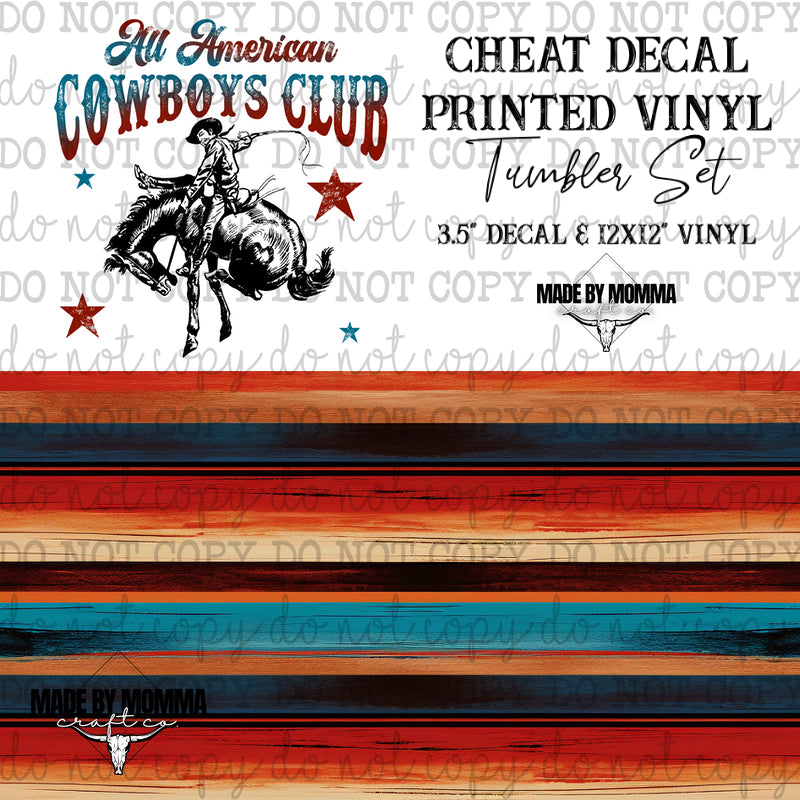 All American Cowboys Club Serape - Vinyl &amp; Decal Tumbler Set