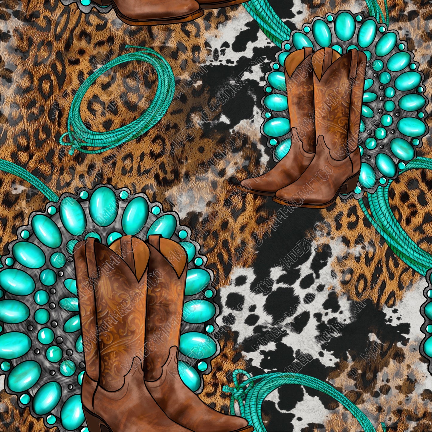 Cowboy Boot And Gemstone - Vinyl Or Waterslide Seamless Wrap