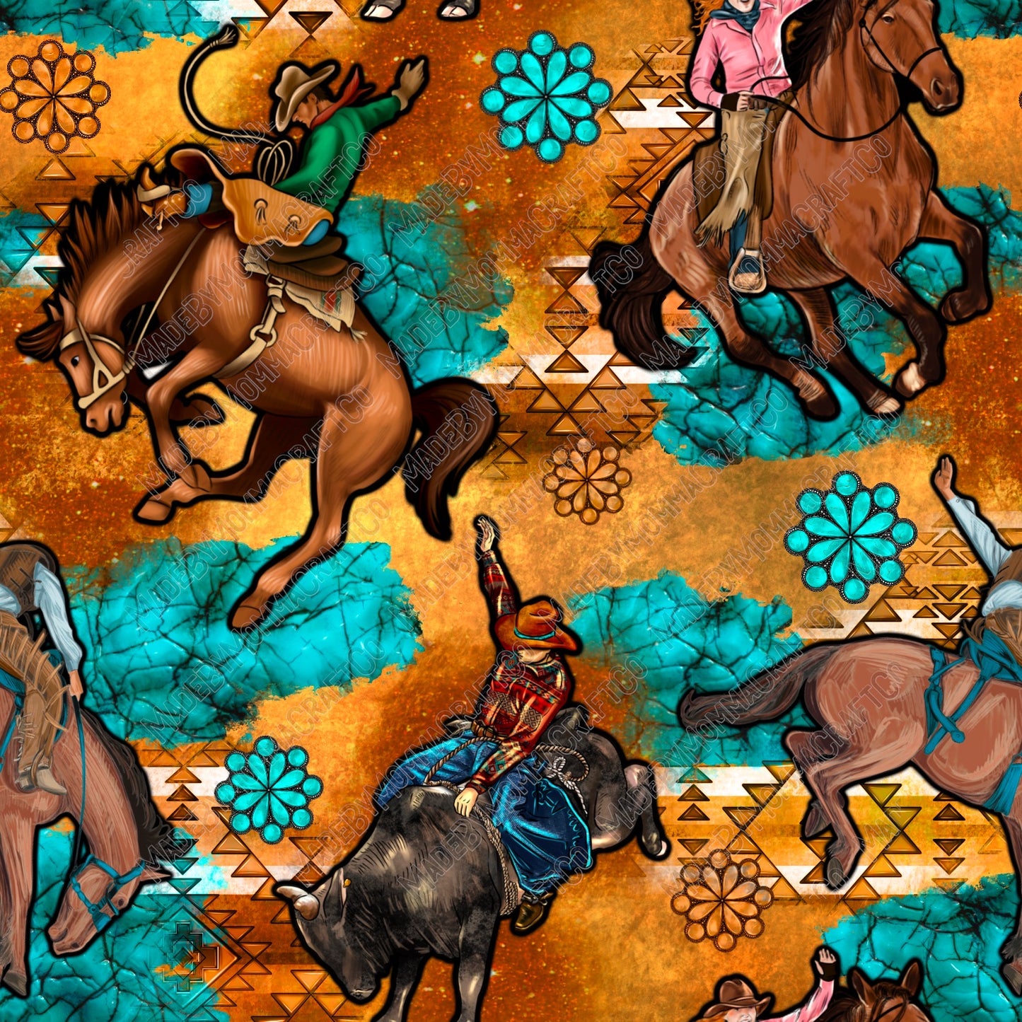 Cowboy Rodeo - Vinyl Or Waterslide Seamless Wrap