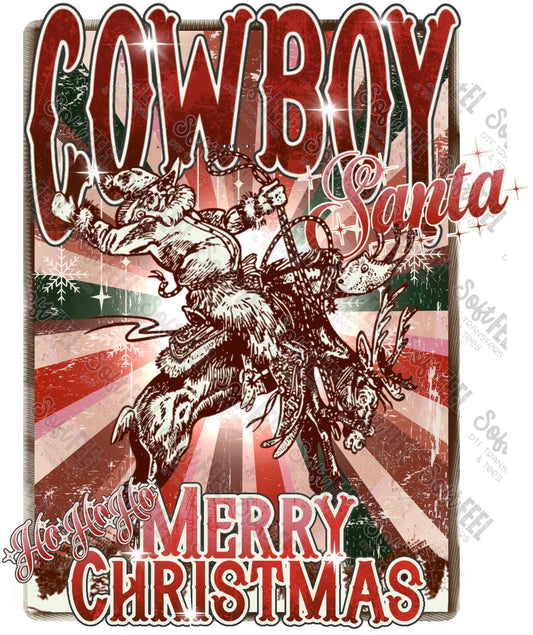 Cowboy Santa Merry Christmas - Christmas / Western - Direct To Film Transfer / DTF - Heat Press Clothing Transfer