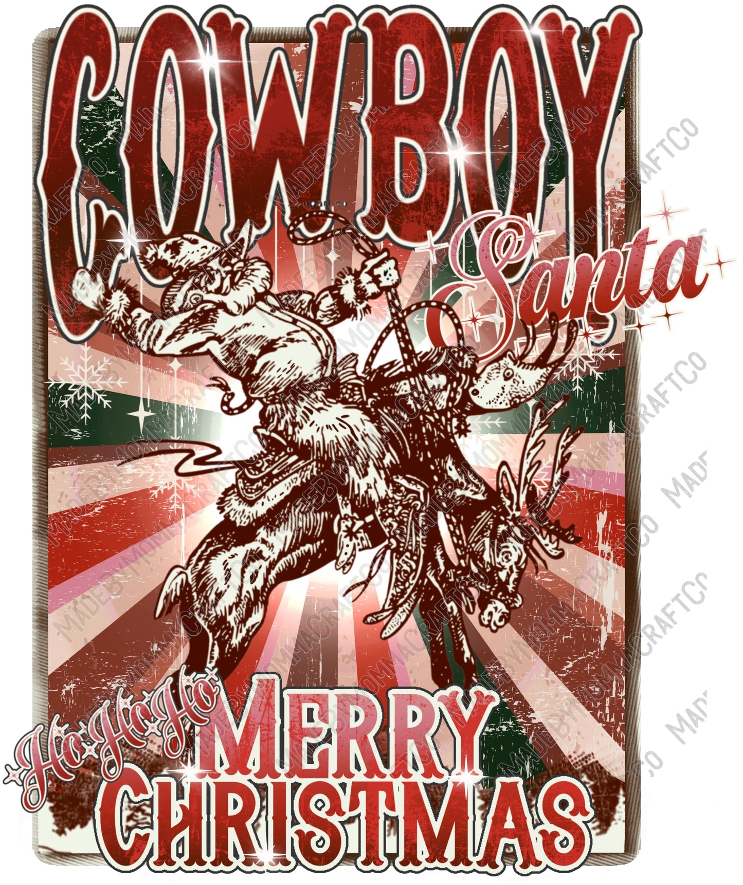 Cowboy Christmas Santa  - Western - Cheat Clear Waterslide™ or White Cast Sticker