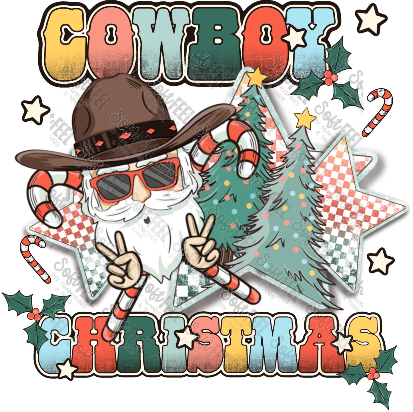 Cowboy Christmas - Christmas / Western - Direct To Film Transfer / DTF - Heat Press Clothing Transfer