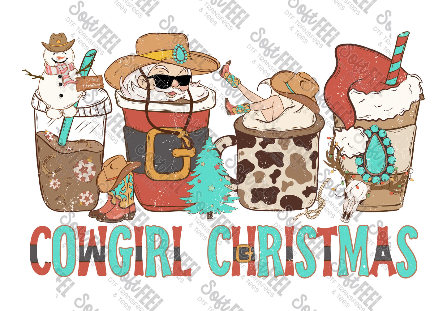 Cowgirl Christmas - Christmas / Western - Direct To Film Transfer / DTF - Heat Press Clothing Transfer