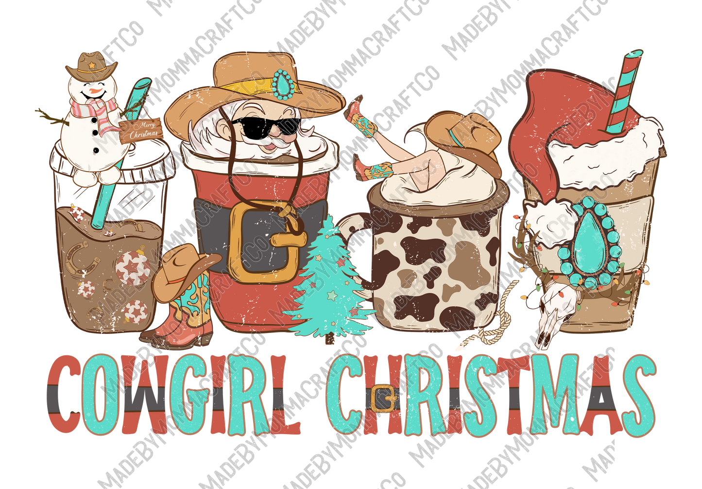 Cowgirl Christmas - Cheat Clear Waterslide™ or White Cast Sticker