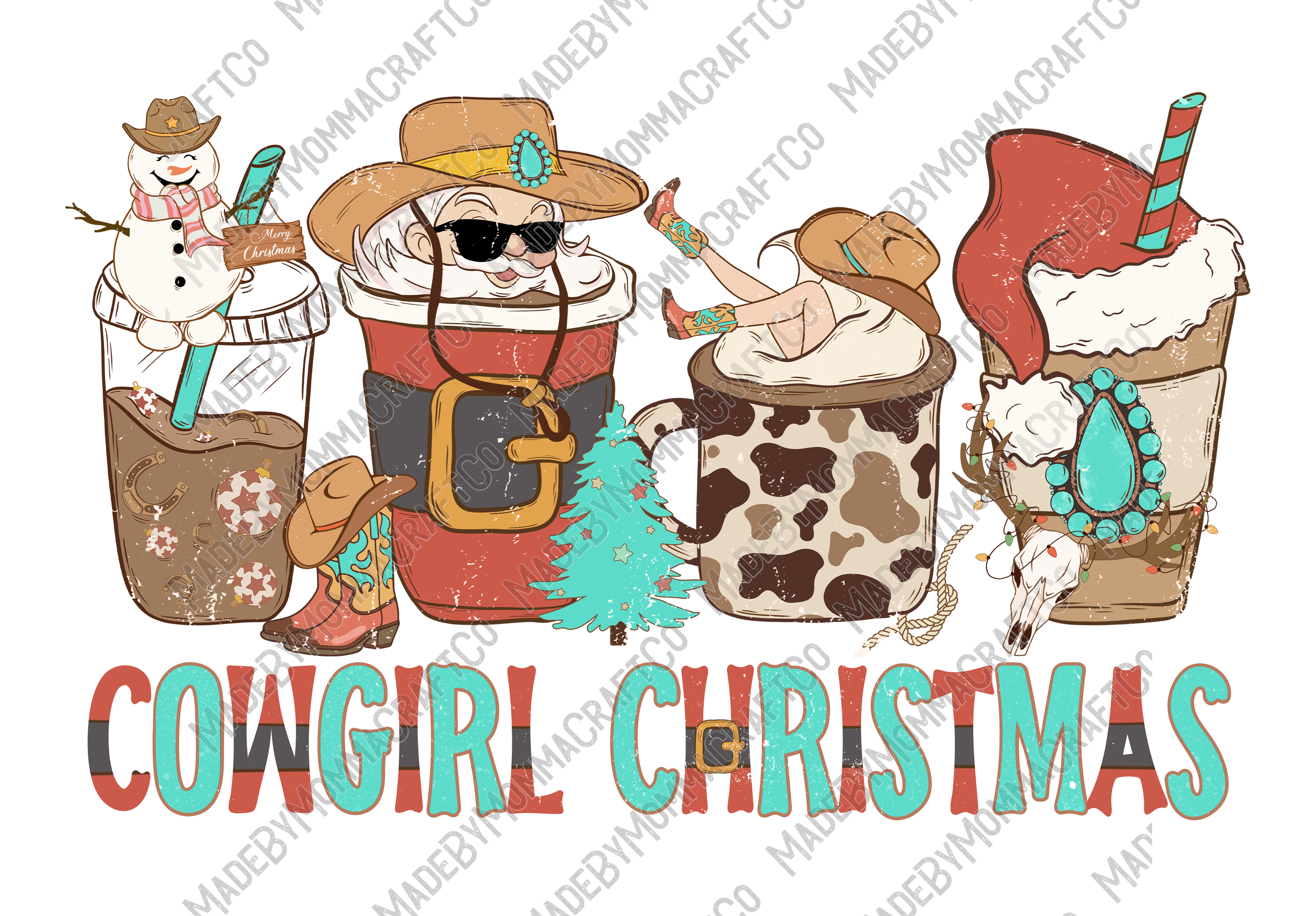 Cowgirl Christmas - Cheat Clear Waterslide™ or White Cast Sticker