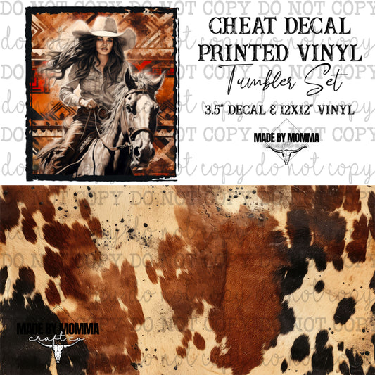 Cowgirl Cowhide - Vinyl & Decal Tumbler Set