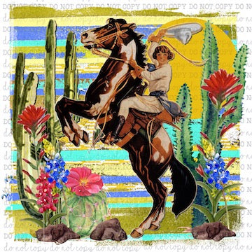 Cowgirl Floral Vintage - Country Western - Cheat Clear Waterslide™ or White Cast Sticker