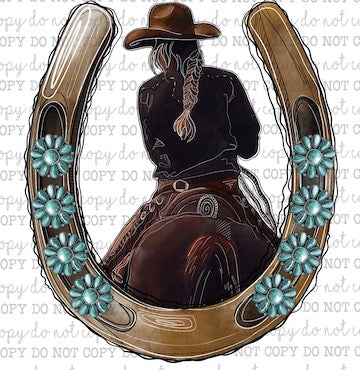 Cowgirl Horseshoe - Country Western - Cheat Clear Waterslide™ or White Cast Sticker