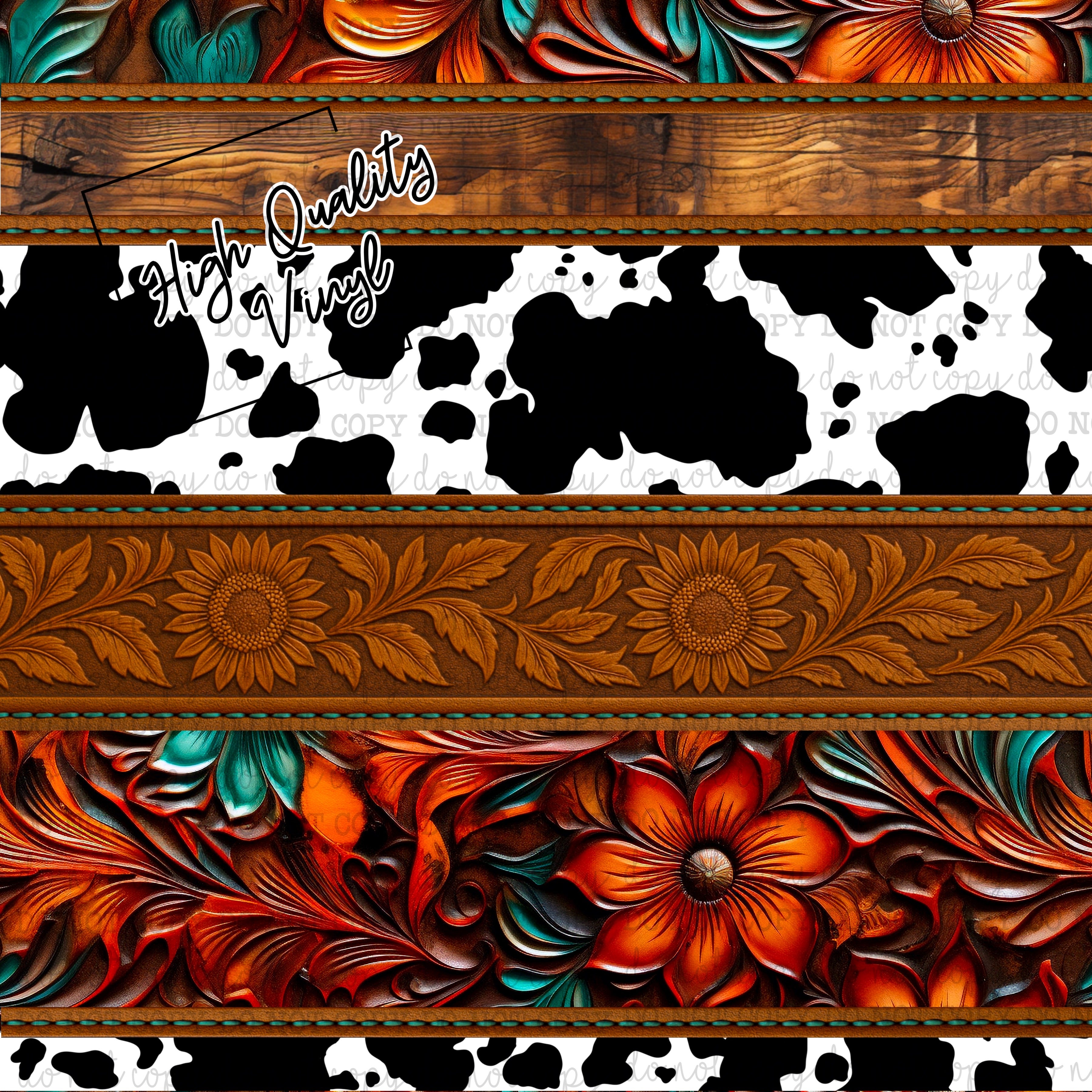 Cowhide Floral Mashup  - Vinyl Or Waterslide Seamless Wrap
