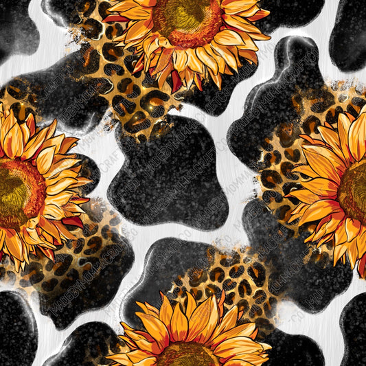 Cowhide Leopard Sunflower - Vinyl Or Waterslide Seamless Wrap