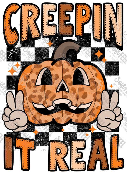 Creepin It Real Pumpkin - Retro / Youth / Halloween horror - Direct To Film Transfer / DTF - Heat Press Clothing Transfer