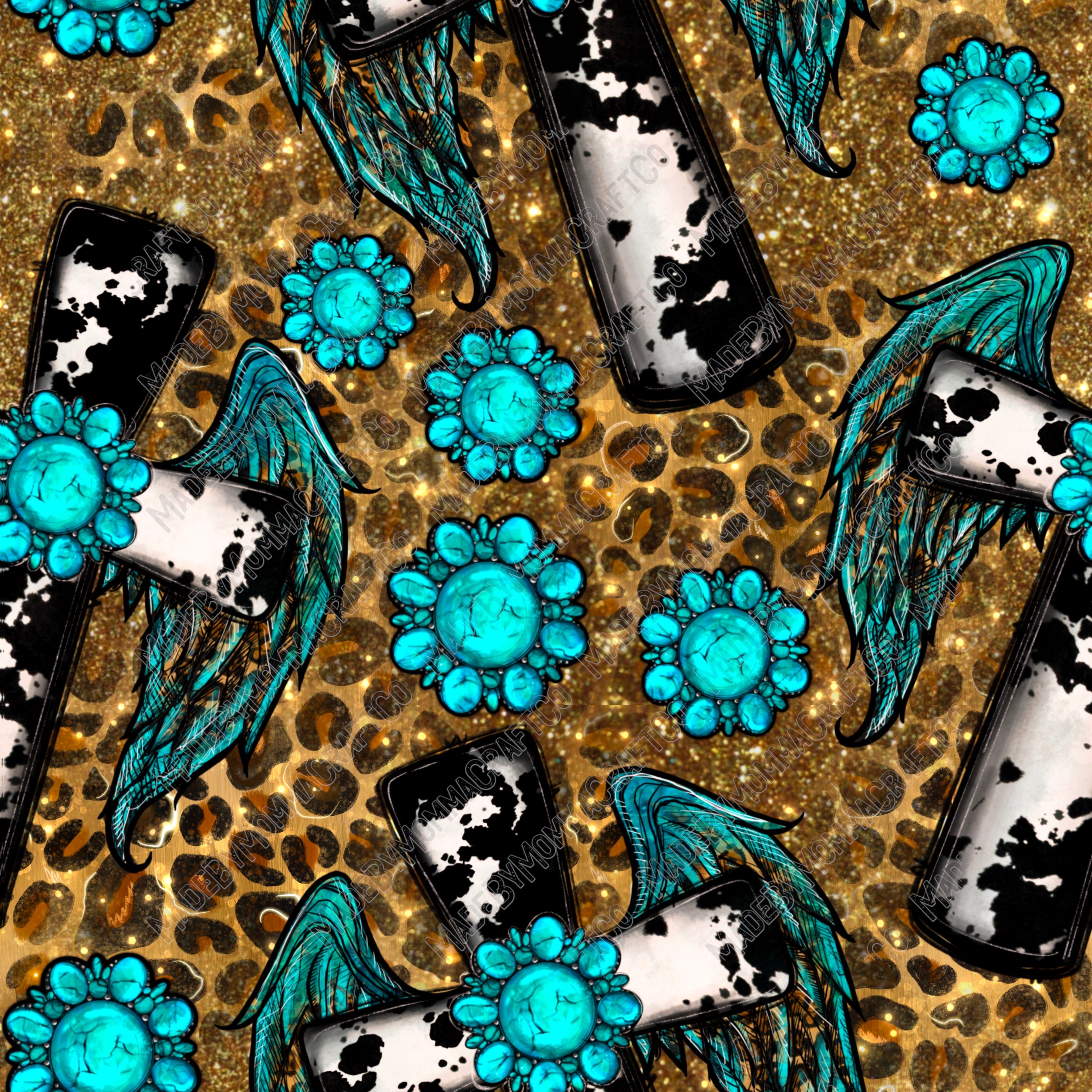 Cross Wings And Gemstones - Vinyl Or Waterslide Seamless Wrap