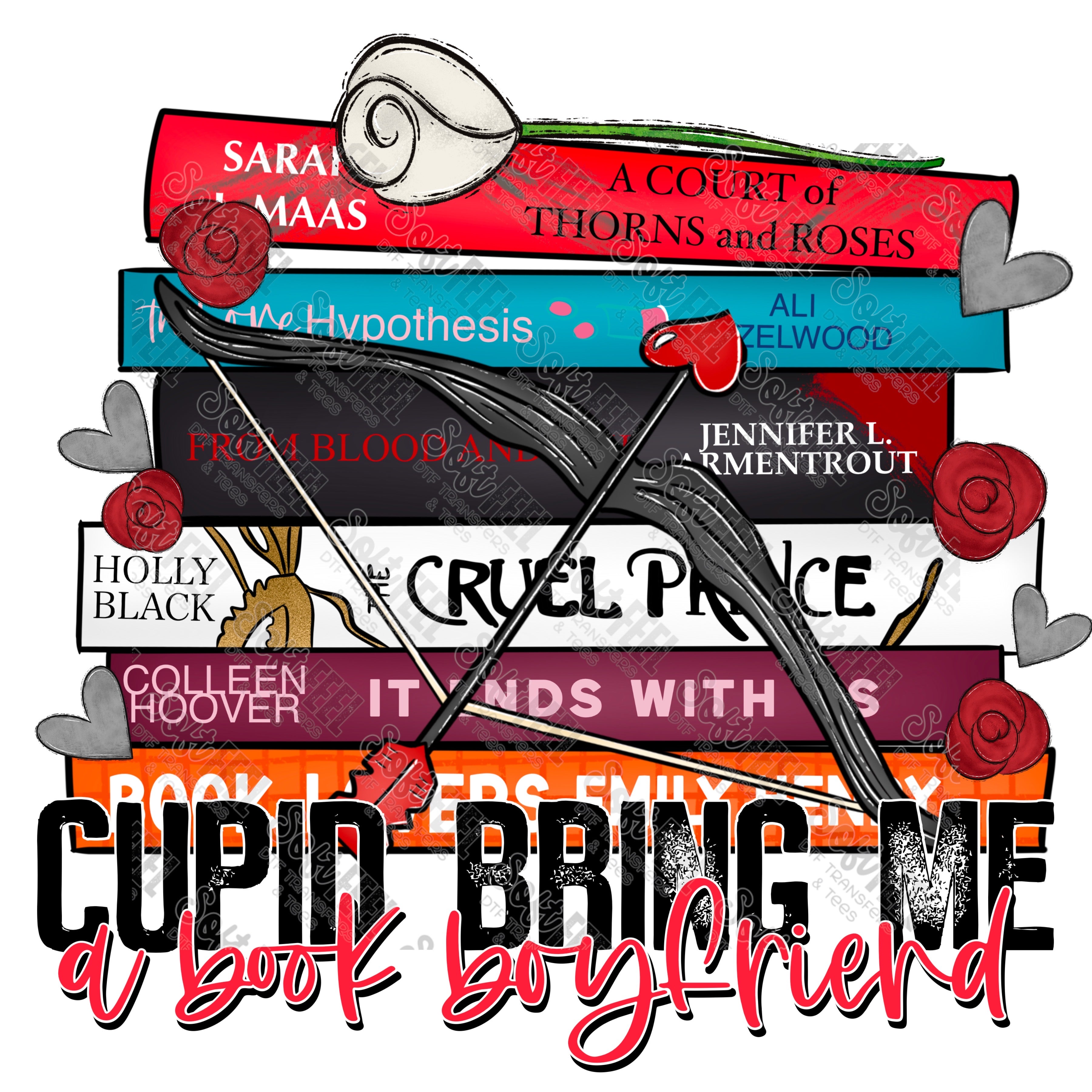 Cupid Bring Me a Book Boyfriend - Books / Valentines Day - Direct To Film Transfer / DTF - Heat Press Clothing Transfer