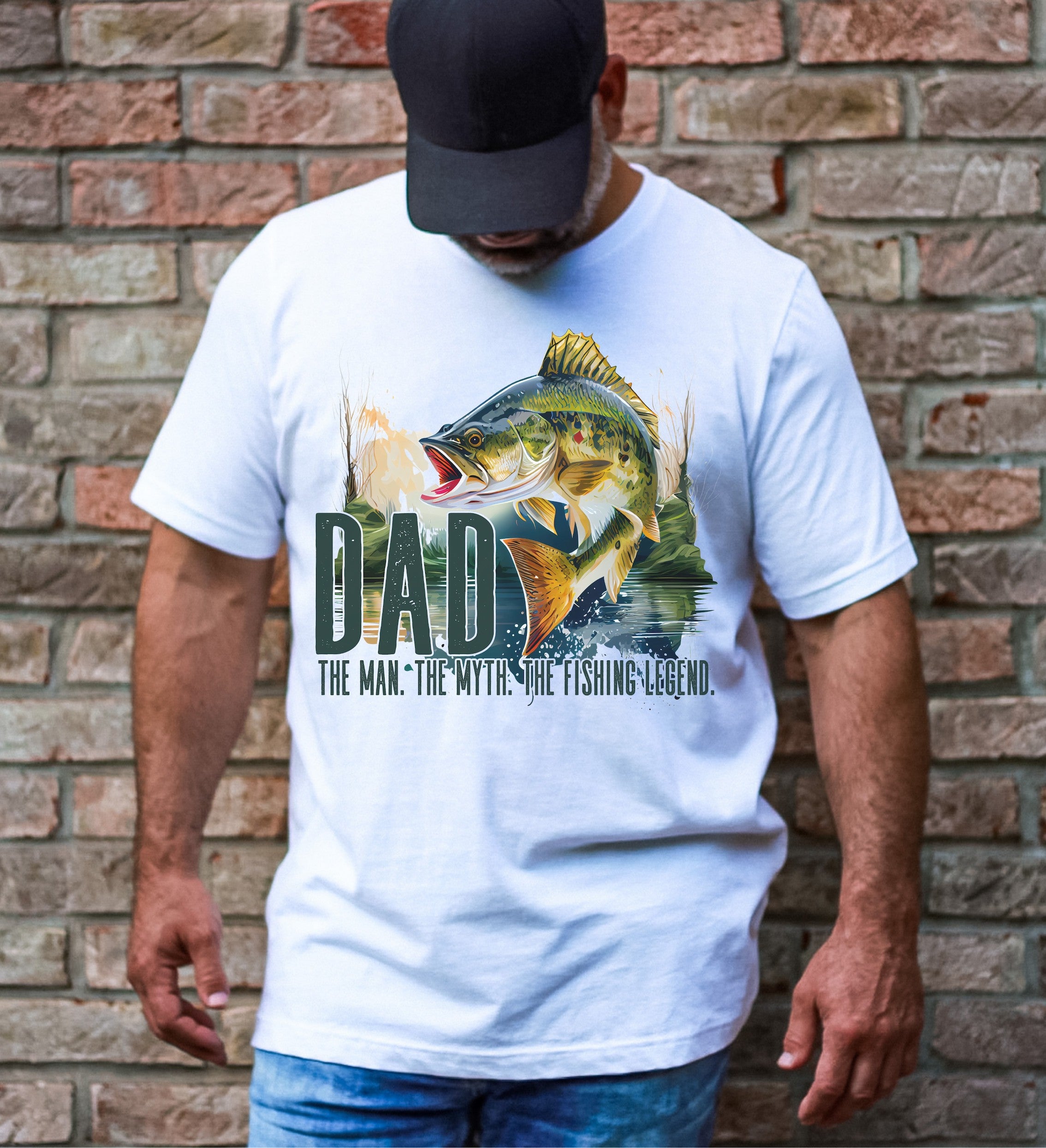Dad The Man The Myth The Legend - Men&#39;s / Fishing - Direct To Film Transfer / DTF - Heat Press Clothing Transfer