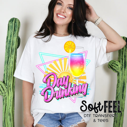 Day Drinkin - Retro / Womens / Summer - Direct To Film Transfer / DTF - Heat Press Clothing Transfer