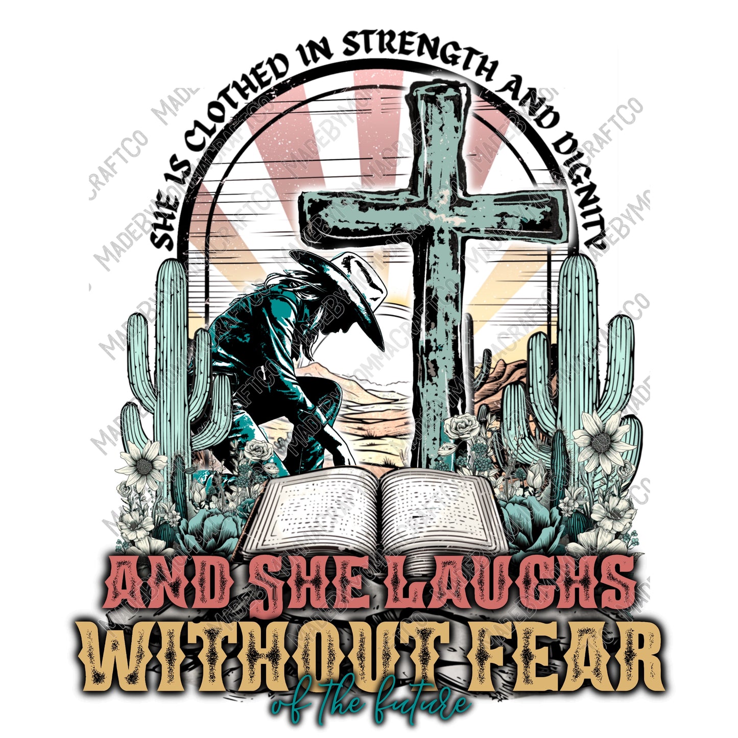 Dignity and Strength Christian - Western - Cheat Clear Waterslide™ or White Cast Sticker