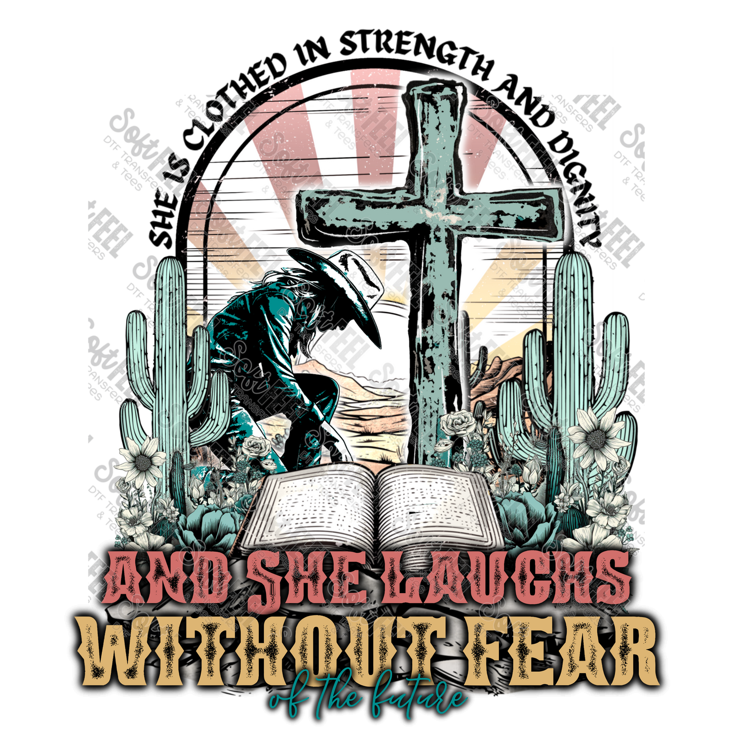 Laughs Without Fear - Womens / Western - Direct To Film Transfer / DTF - Heat Press Clothing Transfer