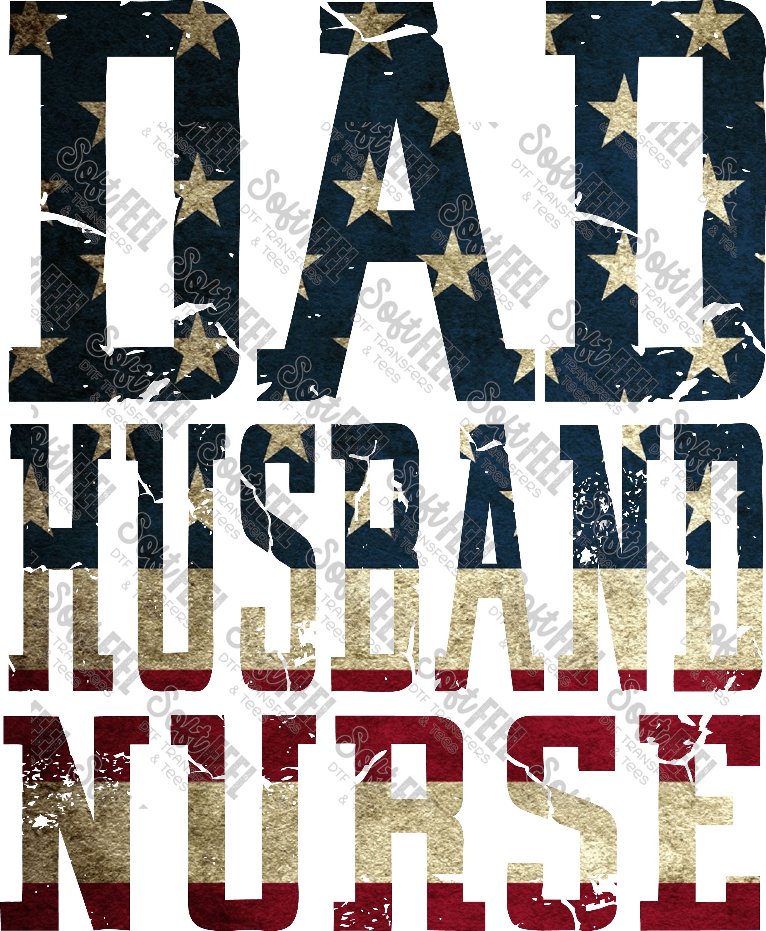 Dad Husband Nurse - Men&#39;s / Occupations / Nursing - Direct To Film Transfer / DTF - Heat Press Clothing Transfer