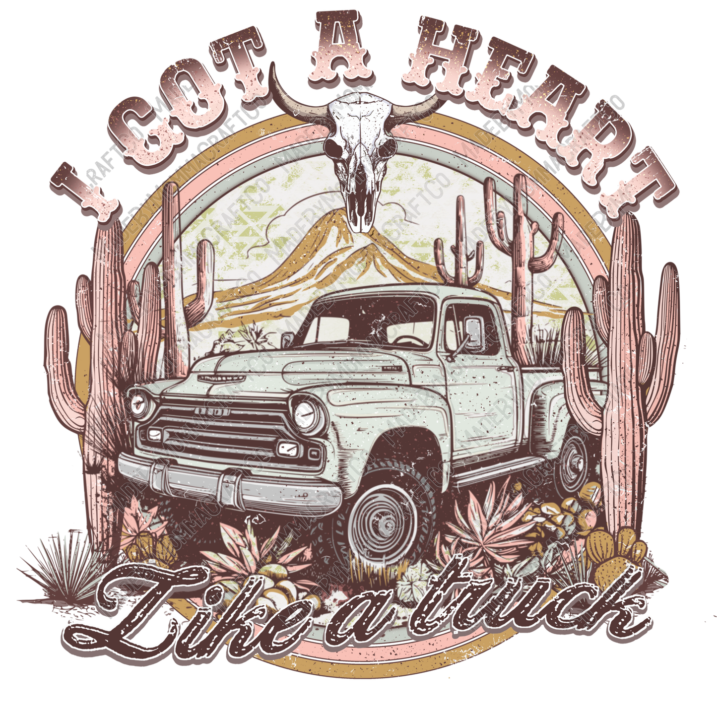 Heart Like A Truck Western Cowgirl - Cheat Clear Waterslide™ or White Cast Sticker