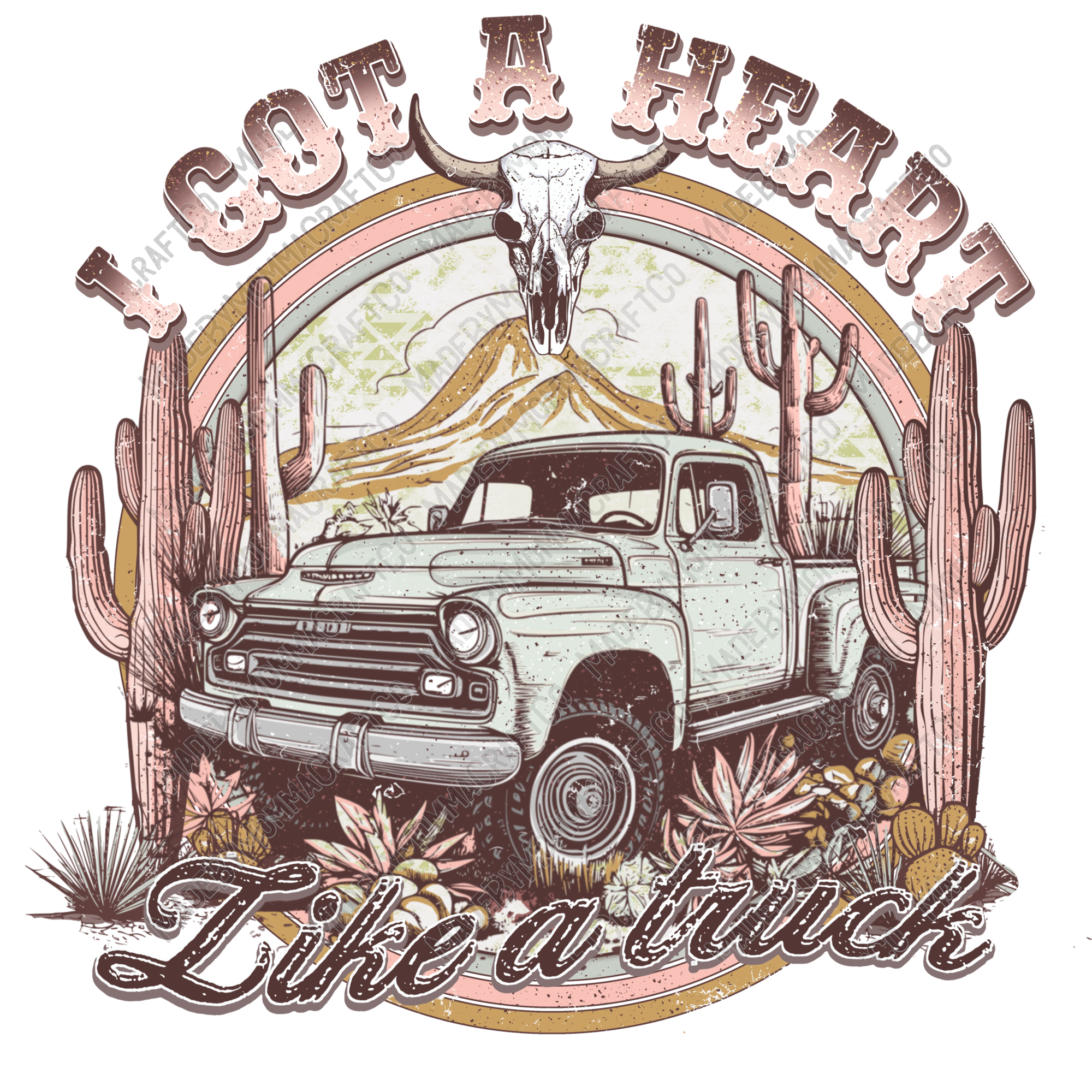 Heart Like A Truck Western Cowgirl - Cheat Clear Waterslide™ or White Cast Sticker
