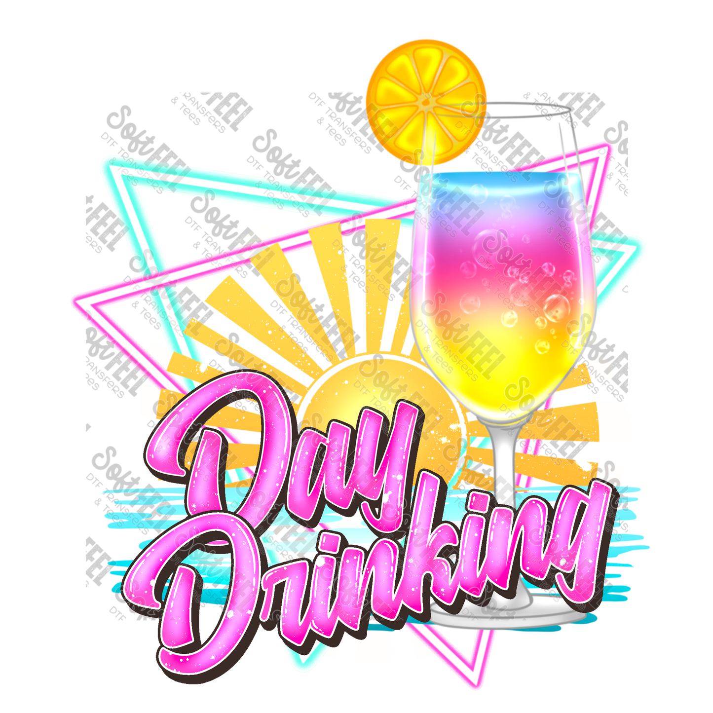 Day Drinkin - Retro / Womens / Summer - Direct To Film Transfer / DTF - Heat Press Clothing Transfer