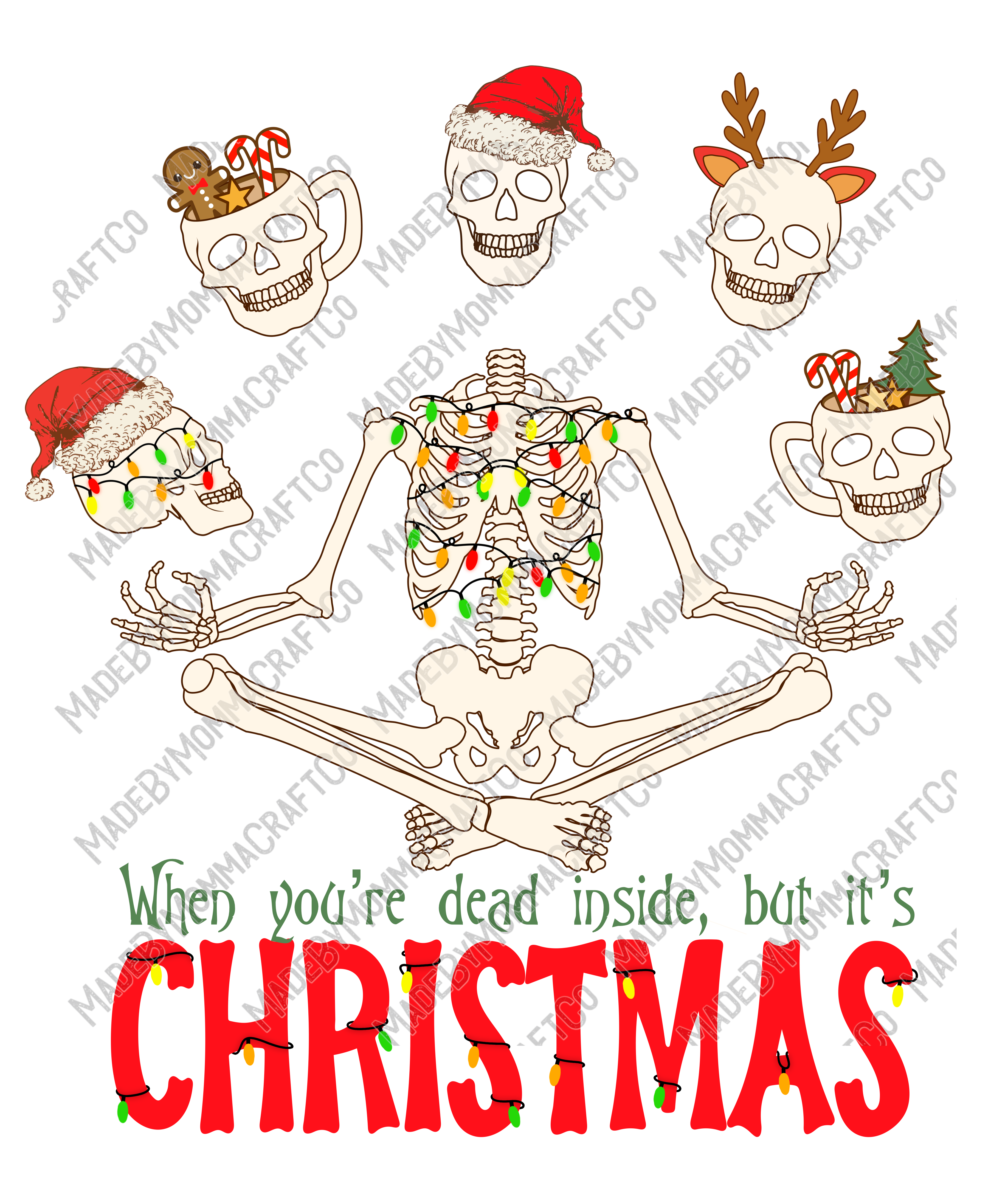 Dead Inside But Its Christmas - Cheat Clear Waterslide™ or White Cast Sticker